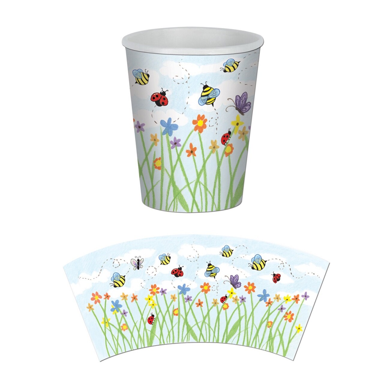 Party Central Club Pack of 96 Green and Blue Garden Disposable Paper Drinking Party Tumbler Cups 9 oz.